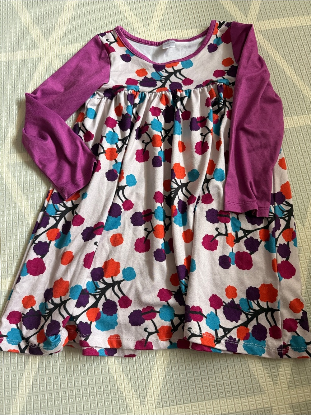 Penelope Plumm Girls' Purple Floral Long-Sleeve Dress. Size 5
